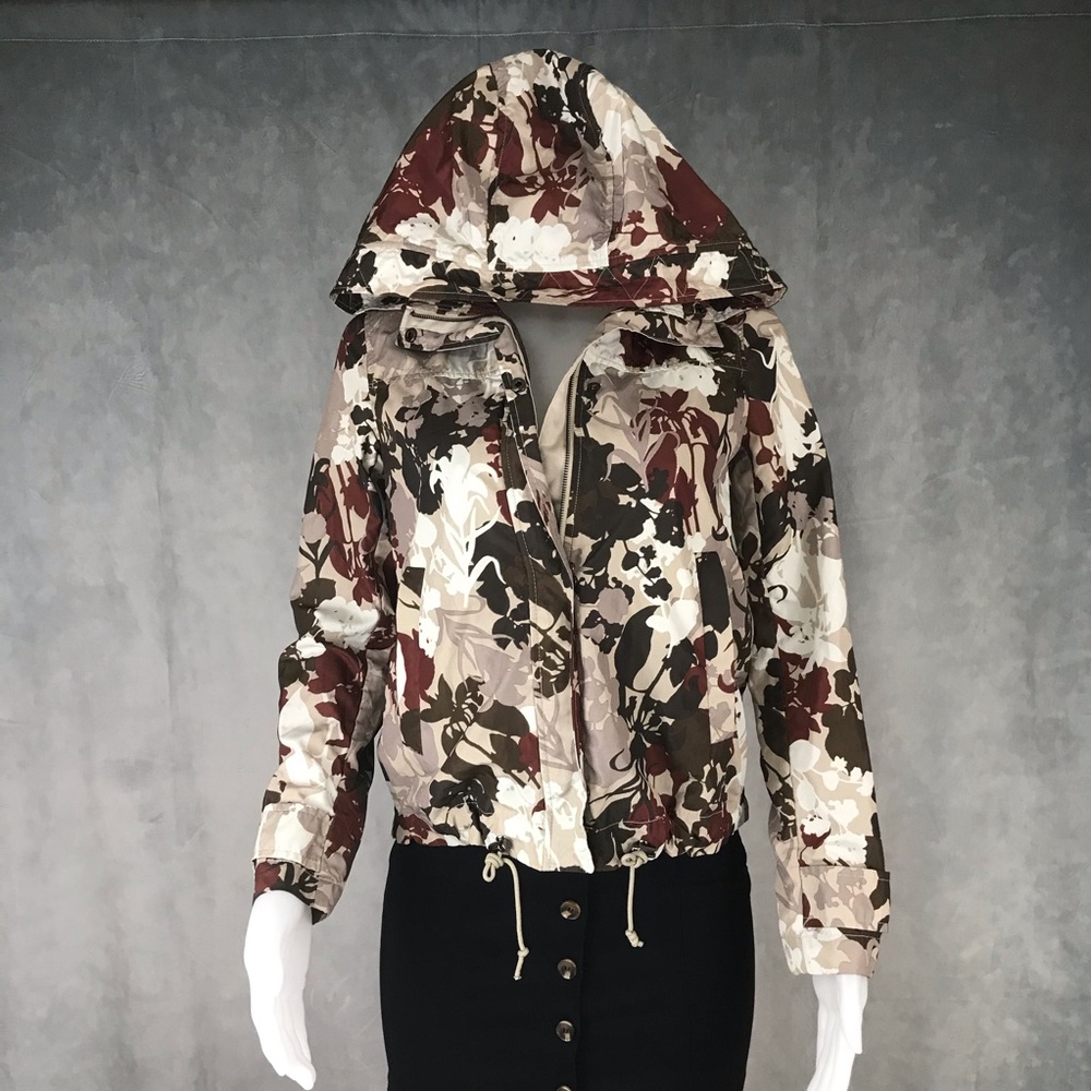 Zara Floral Camo Windbreaker Rain Jacket